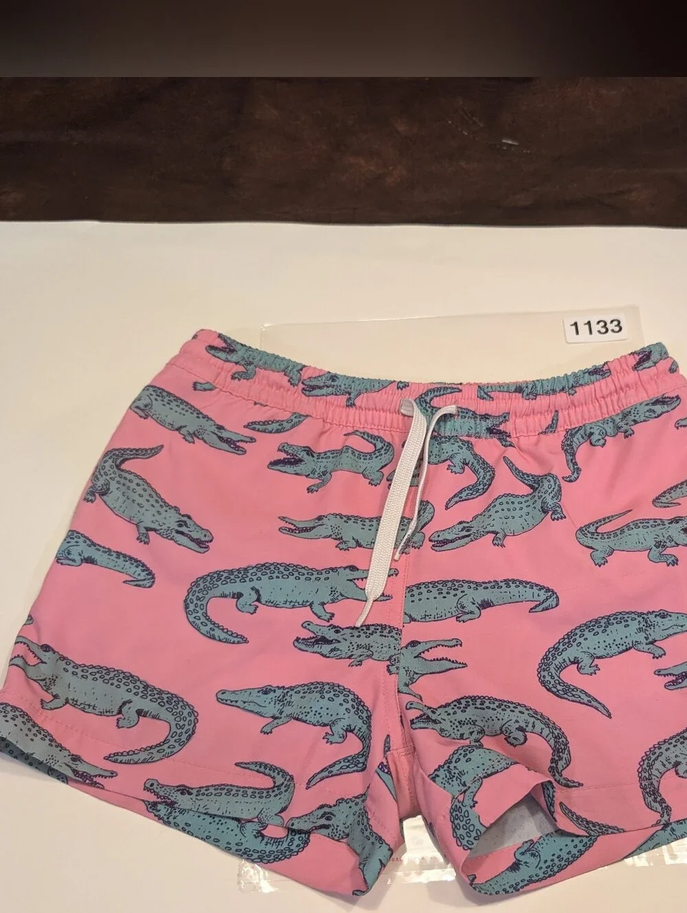 chubbies Pink Swim Shorts with Teal Alligator Print Small Size 8/9 youth